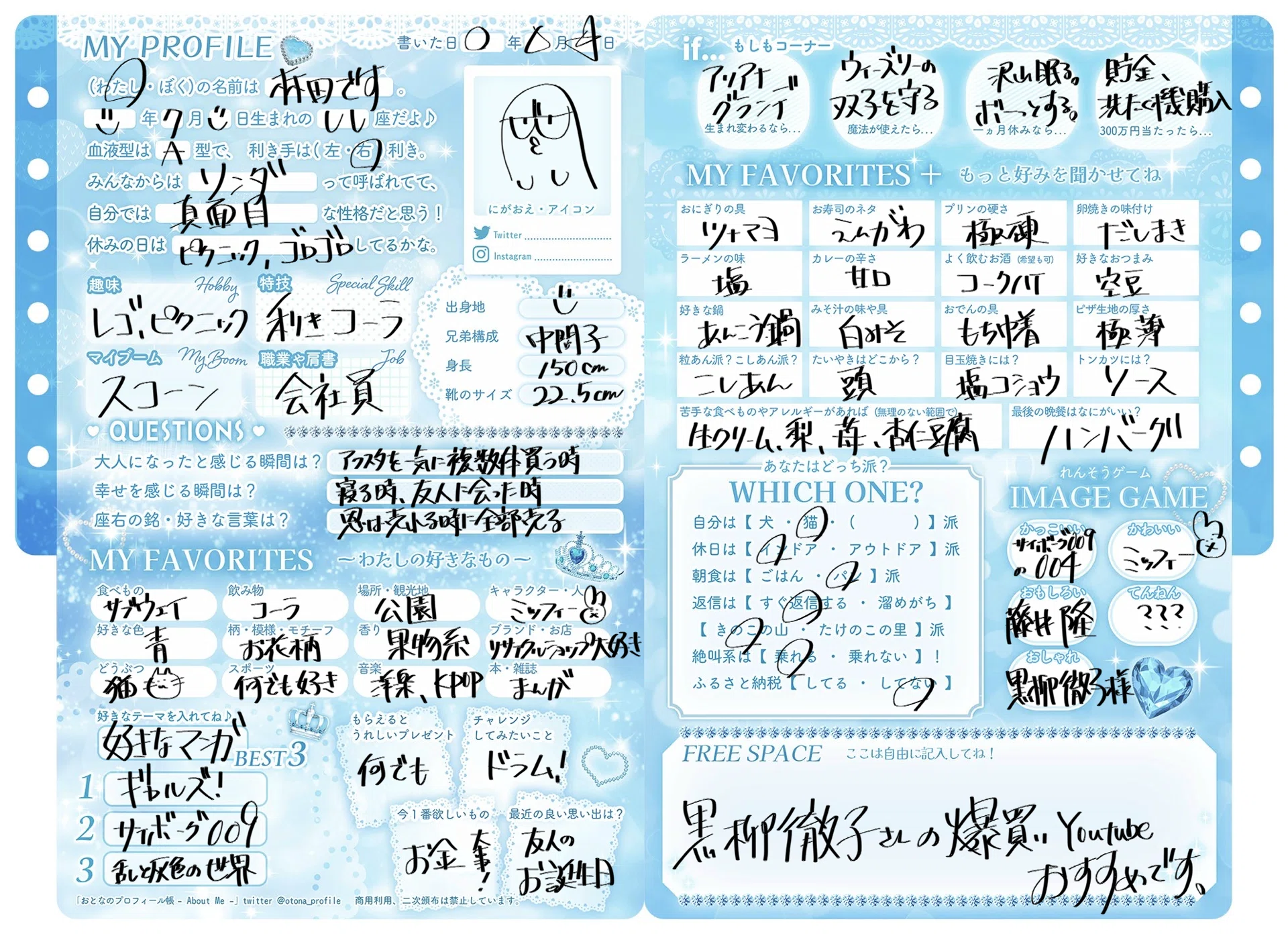 日記:プロフィール帳楽しい、友人と食事、初めてのくじ引き｜人権が