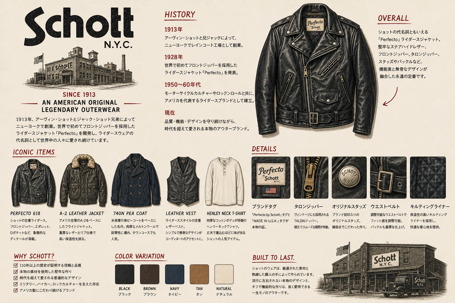 Schott（ショット）とは？ライダースジャケットの原点を築いた