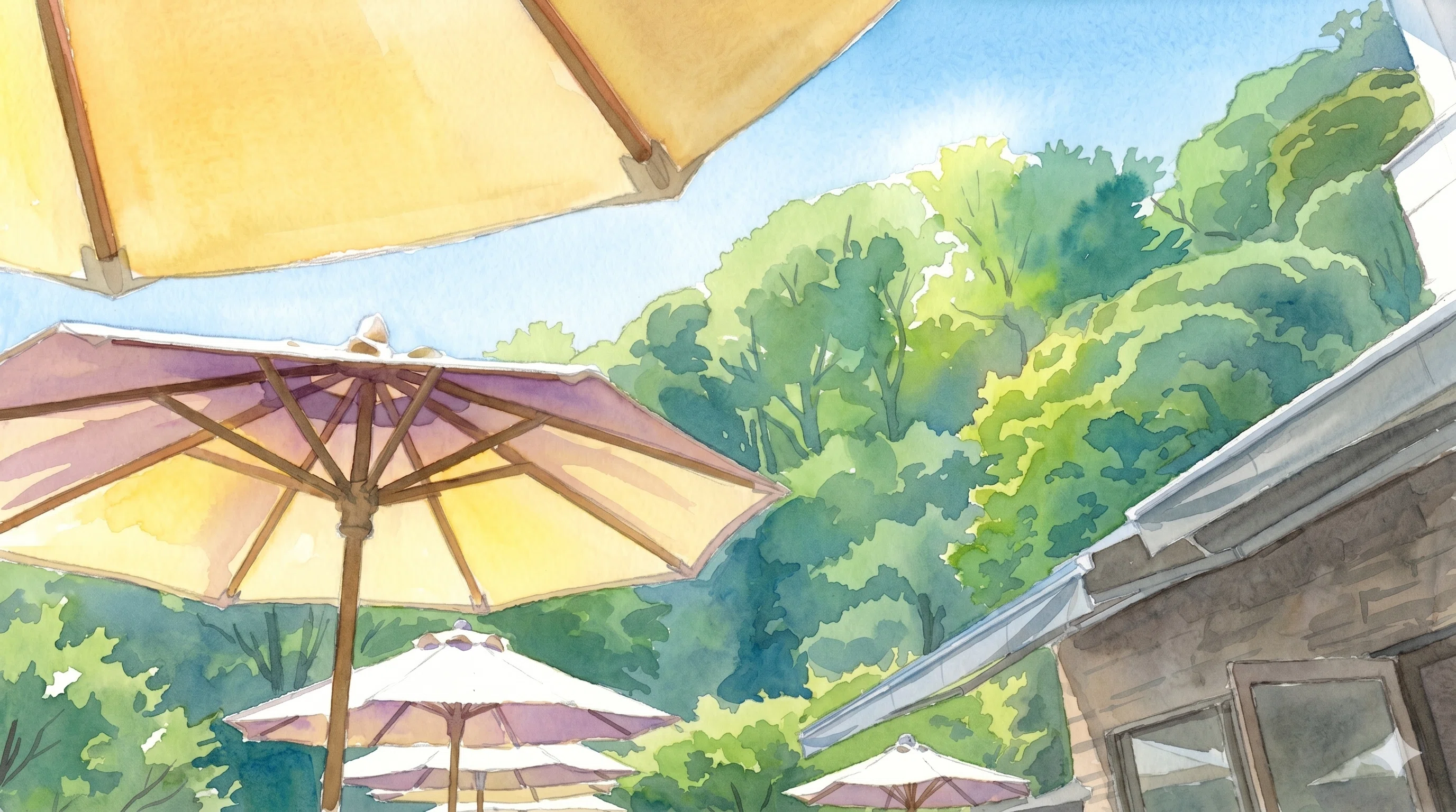 癒しの水彩画1023 garden チュートリアル:009]ガーデンレストラン:水彩画[WC-R2.2]｜Ryoichi Ishii