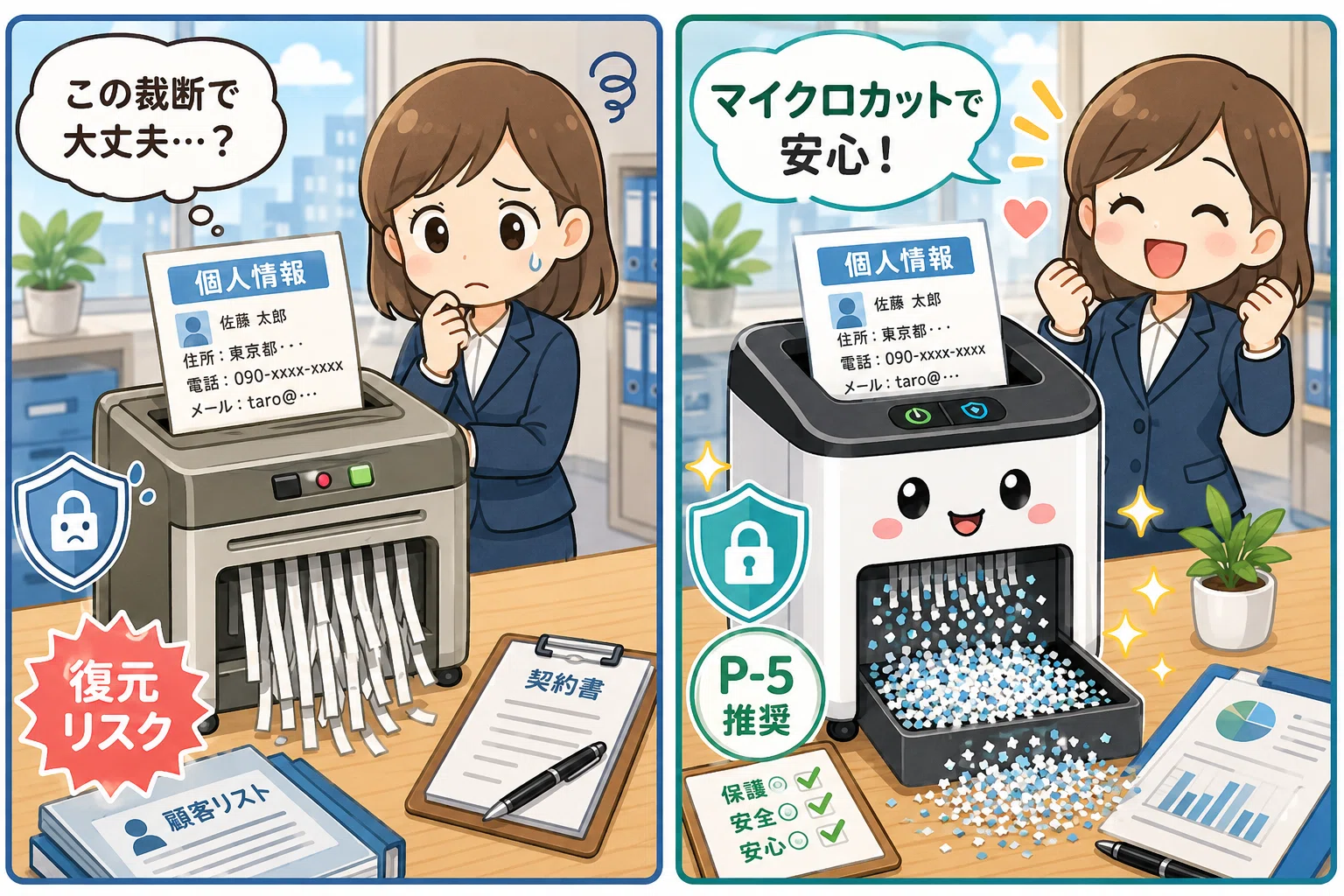 個人情報保護法・GDPRとオフィス機器：シュレッダーのマイクロカット 