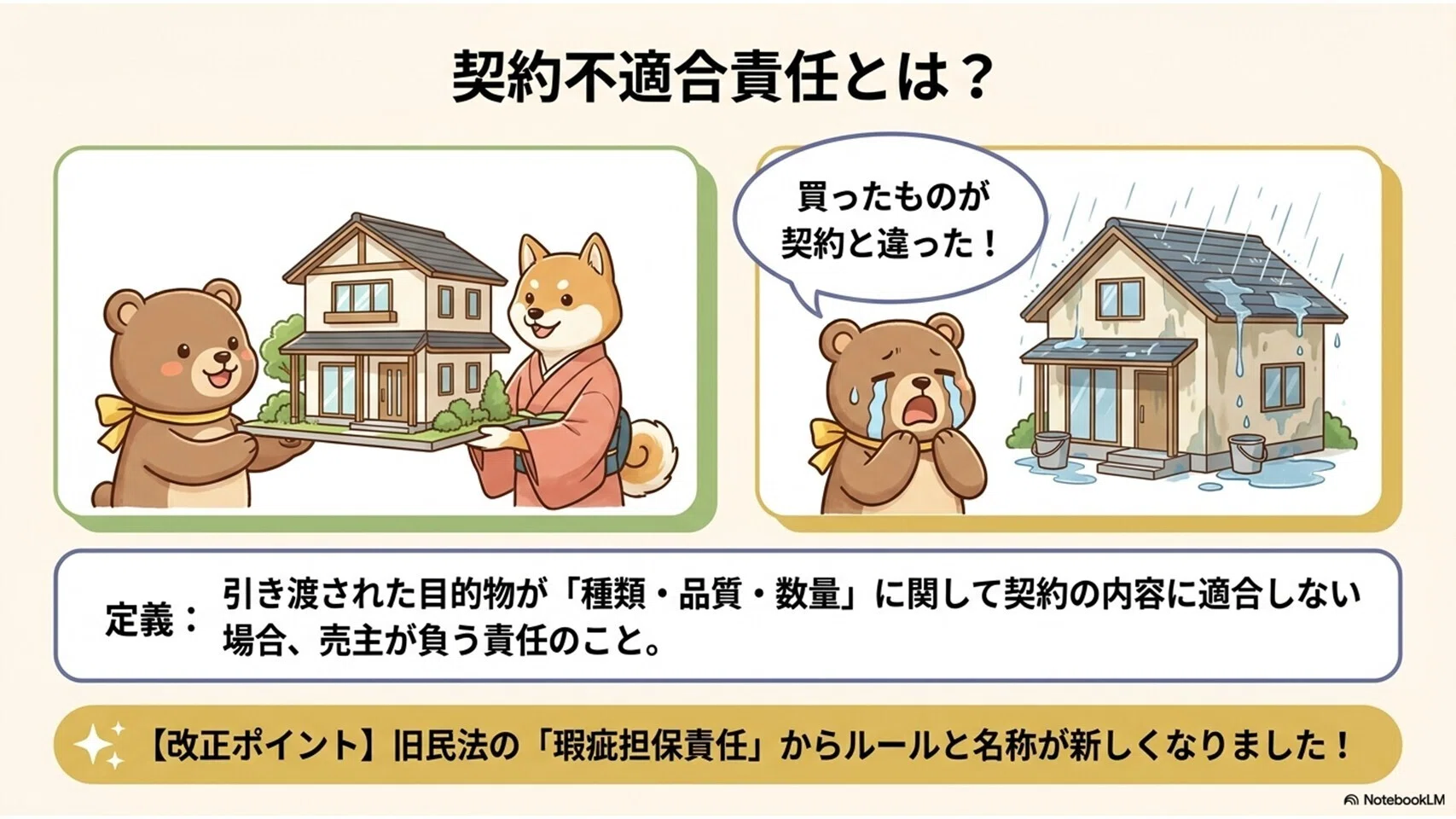 宅建】契約不適合責任｜4つの手段と1年ルールを完全整理【令和8年度