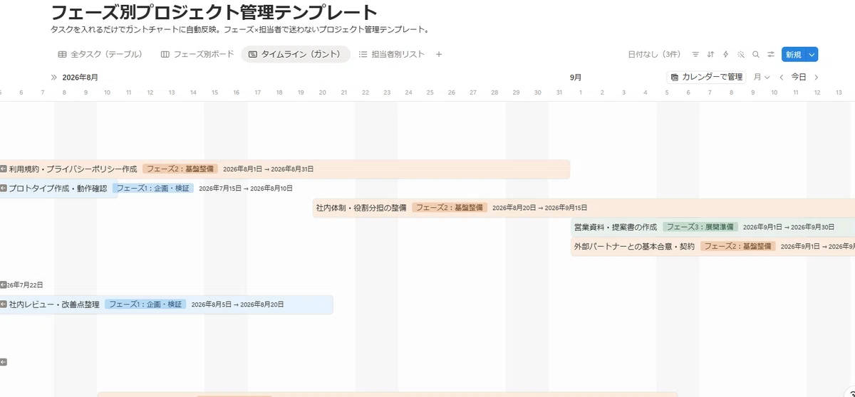 [Notion Template] Automatically reflect tasks in a Gantt chart just by ...