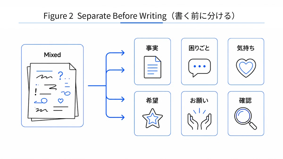 事実・気持ち・お願いを分けて確認する流れ