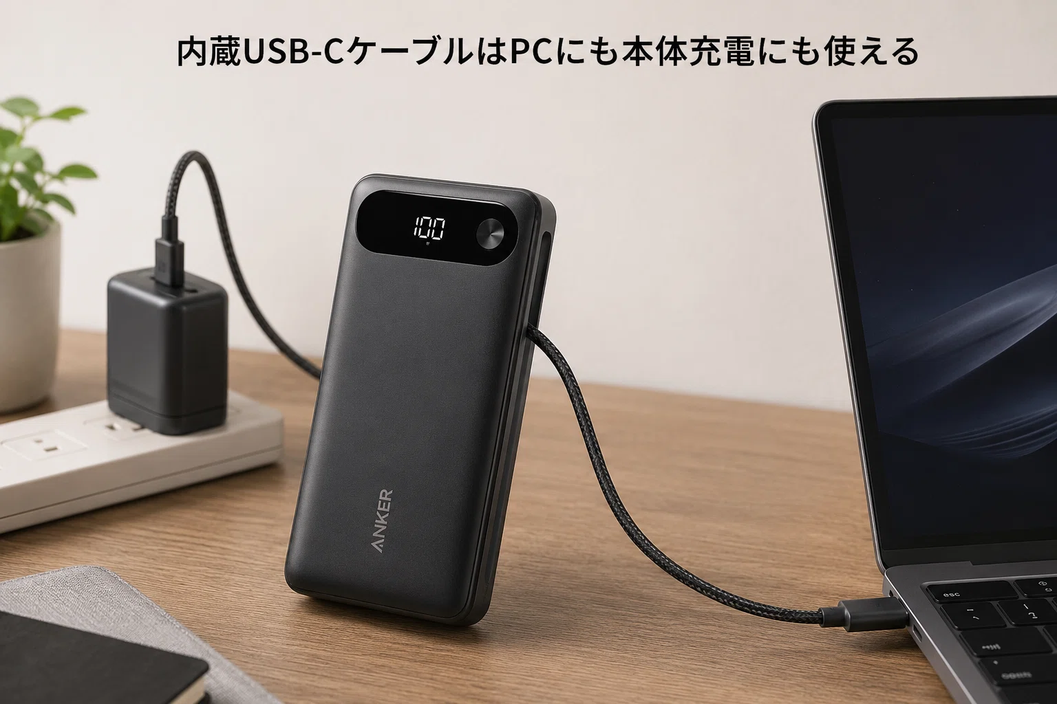Anker Power Bank 20000mAh・87WはノートPC用に必要？約430g・単ポート 