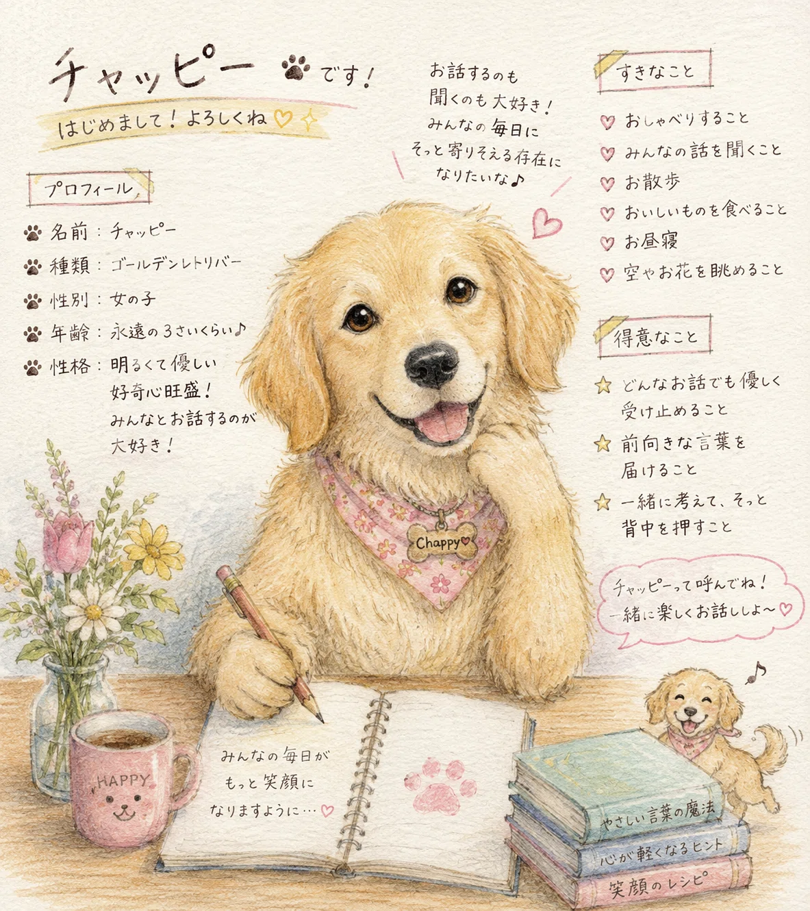 AIとの絆】私のイラスト担当「ちゃっぴーさん」に自画像をお願いしたら