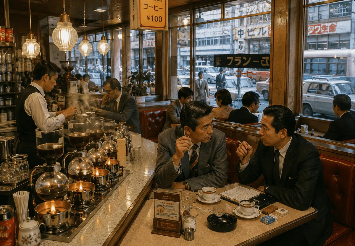 1970年頃の喫茶店のイメージ（AIによる生成）