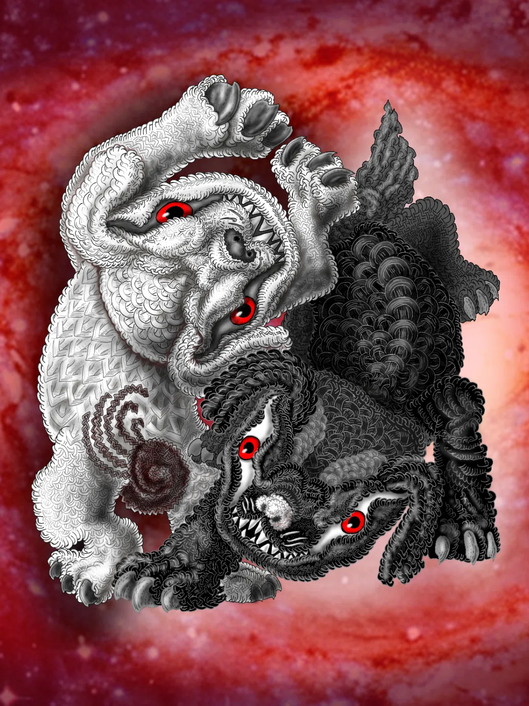 【無料配布】双面獣 (そうめんじゅう)待受け|黒谷のハラD(ホラー語りと絵)