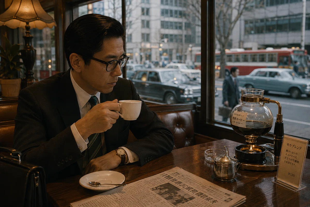 1970年頃の喫茶店のイメージ（AIによる生成）
