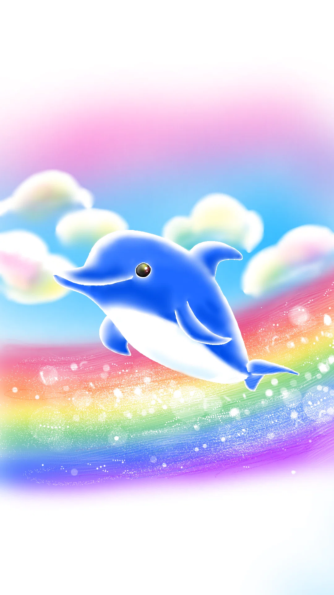 虹色の海を泳ぐイルカさん⭐︎デジタルとアナログ、どちらがお好き