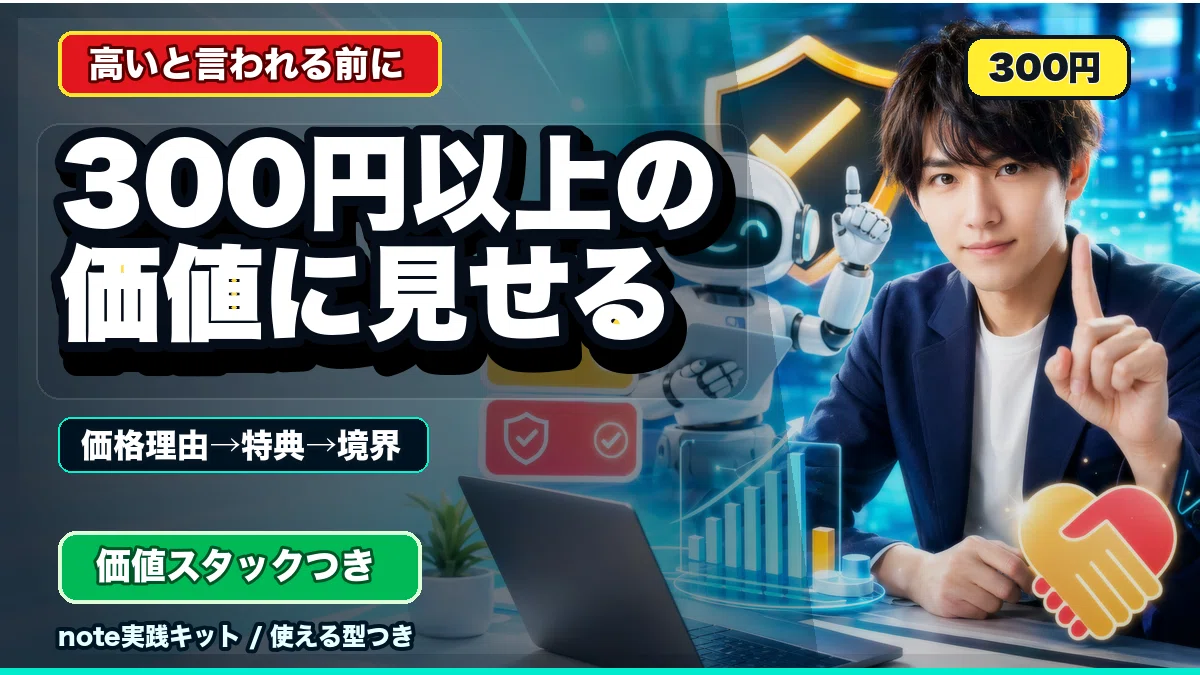 相当な価値がある可能性あり AI有料コンテンツの価格が高く見える時に直す: 特典・有料部分の見せ方