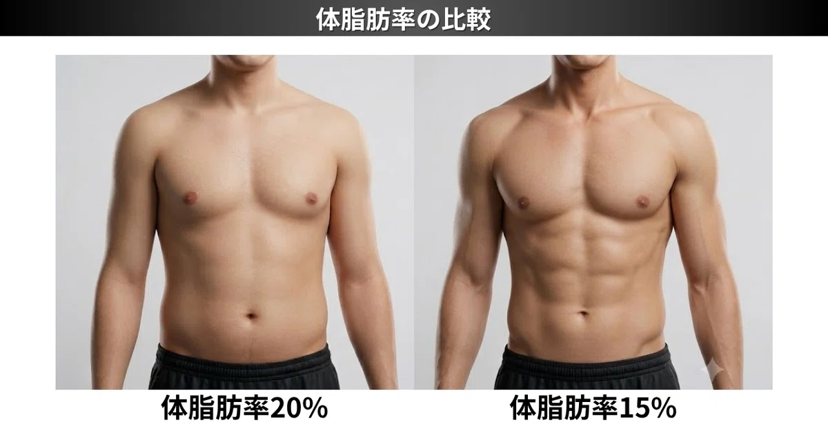 マッチングアプリの写真撮影前にダイエットをすべき理由を体脂肪率で比較した図