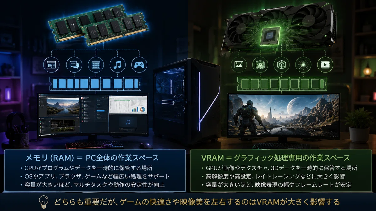 メモリ容量より大事?ゲーミングPCはVRAMとの違いも理解しておくべき