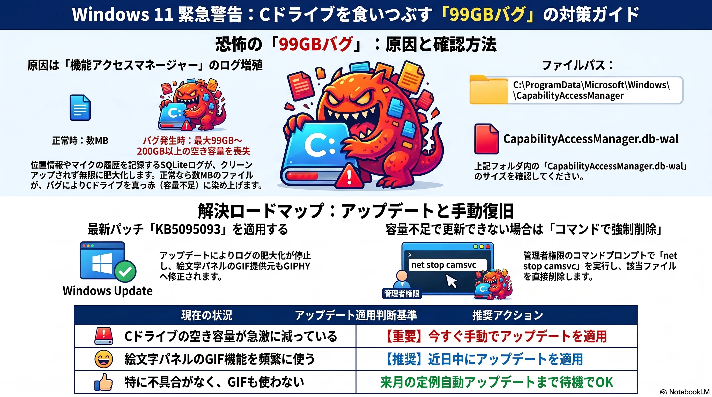 緊急追記KB5095093 / KB5095091】Windows 11公式が認めた大容量食い