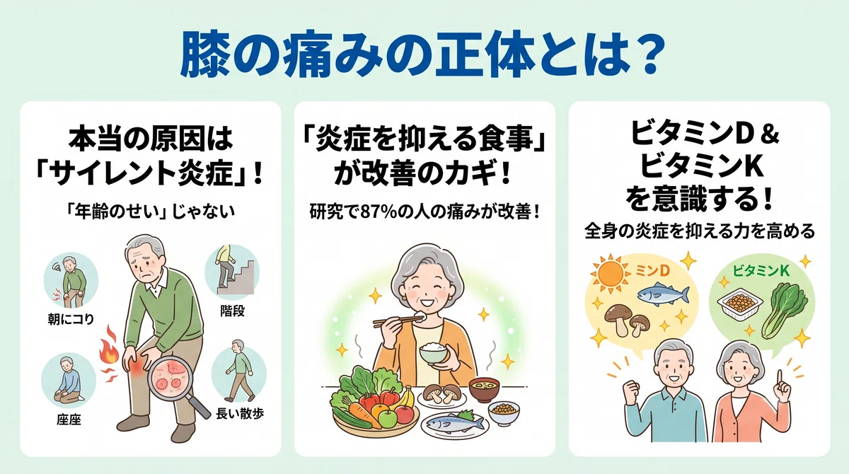 膝の痛みの正体を説明する図解