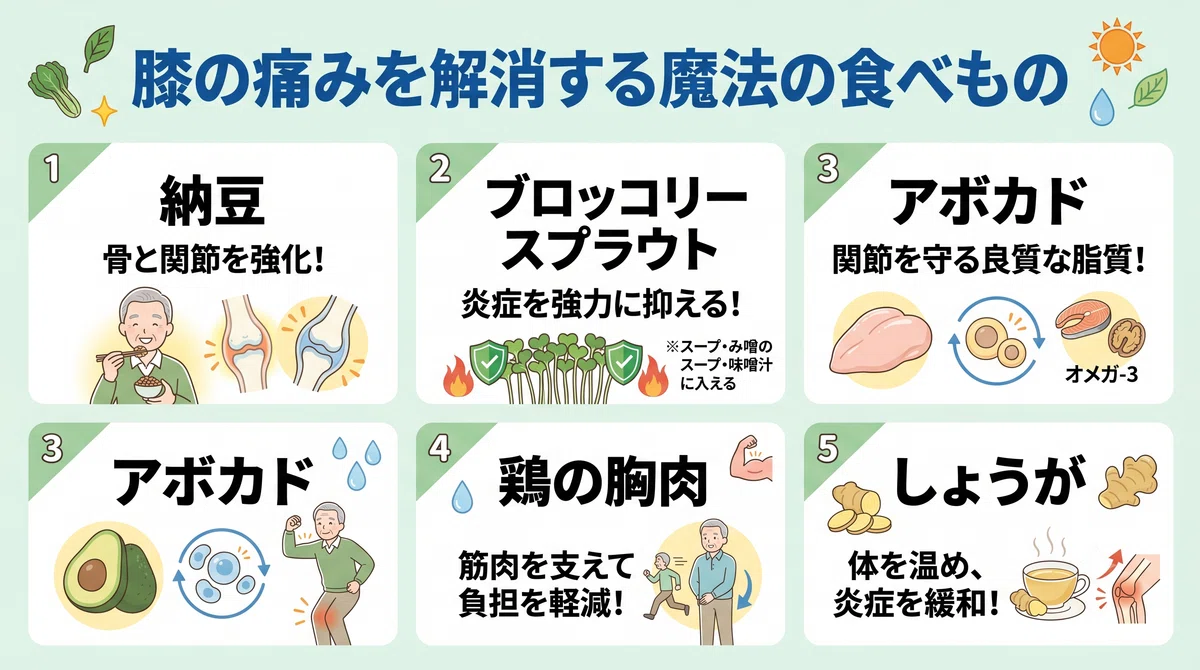 膝の痛みに効く食品5選のイメージ
