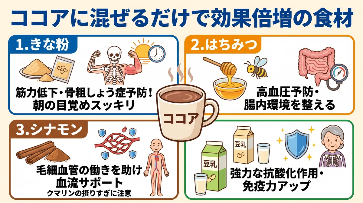 ココアに混ぜるだけで効果倍増の食材