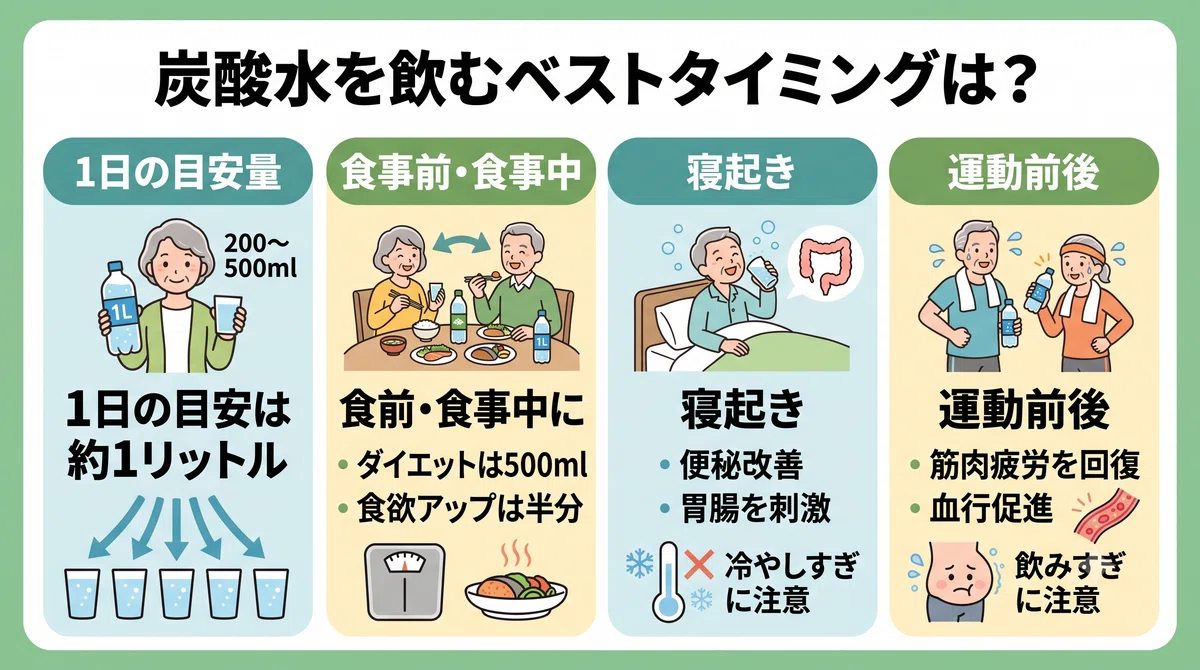 炭酸水を飲むベストタイミングは？