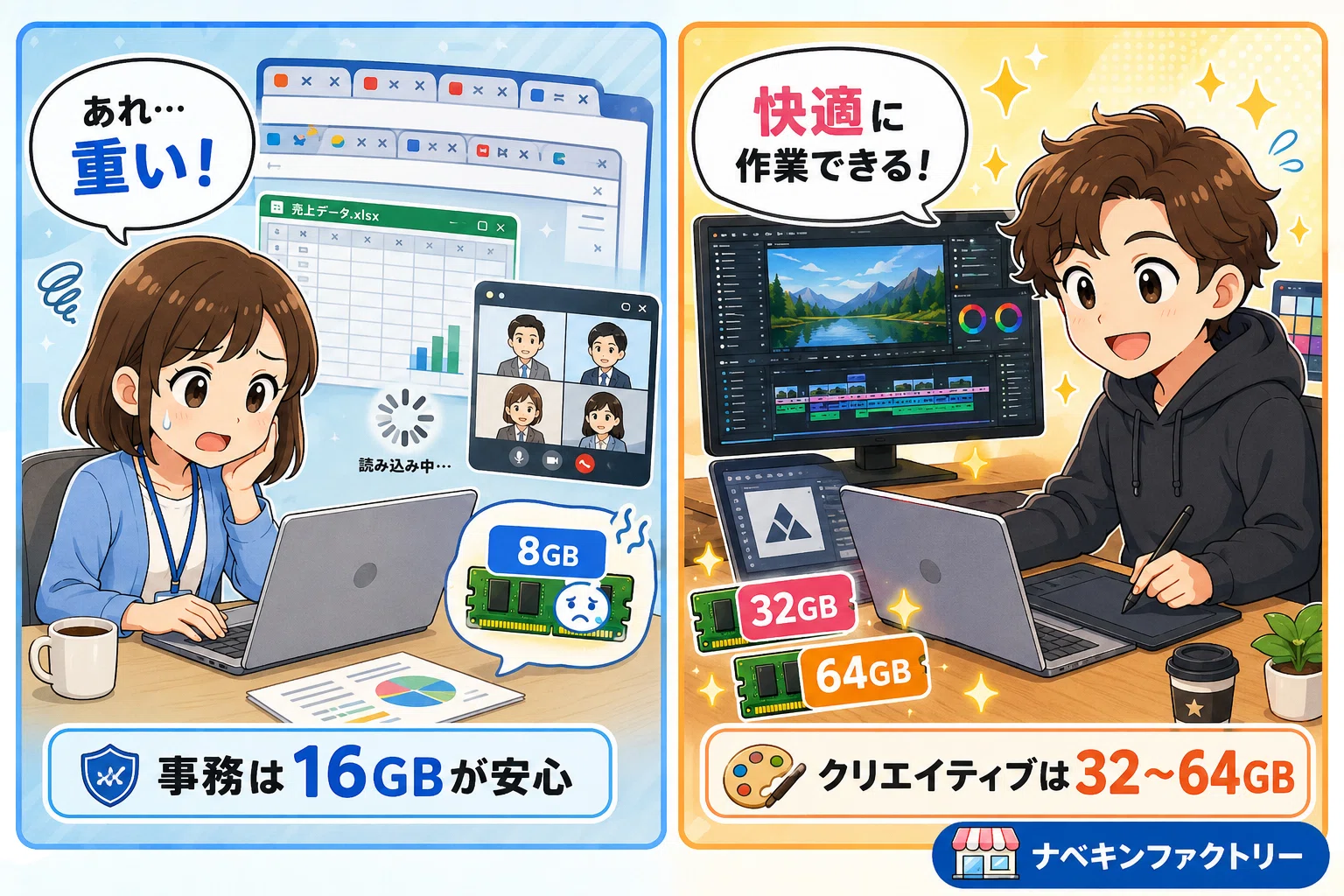 大容量メモリの真実】32GB・64GBは必要？クリエイティブ部門と一般