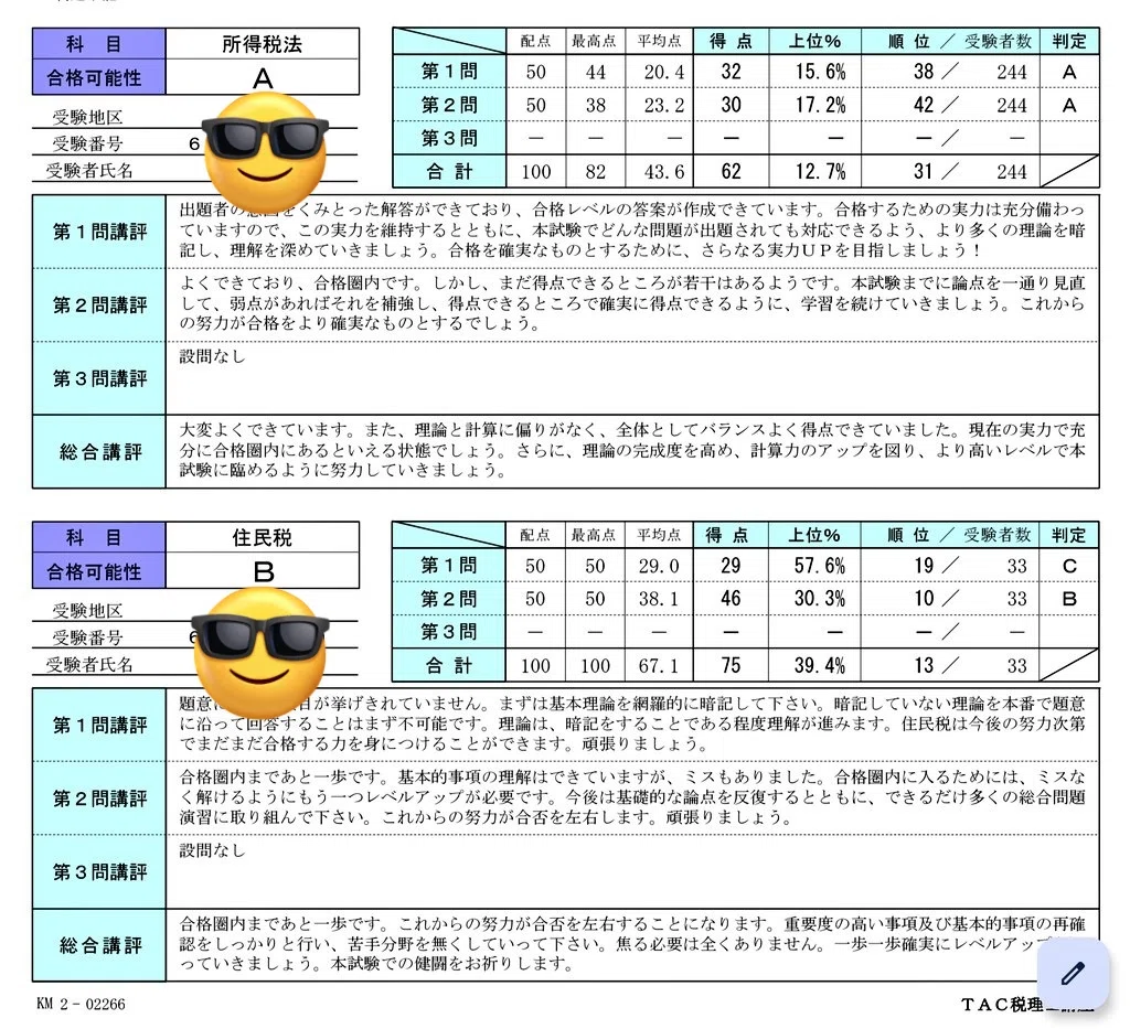 023】気合のラストスパート/TAC模試など（26年6月学習記録）税理士試験