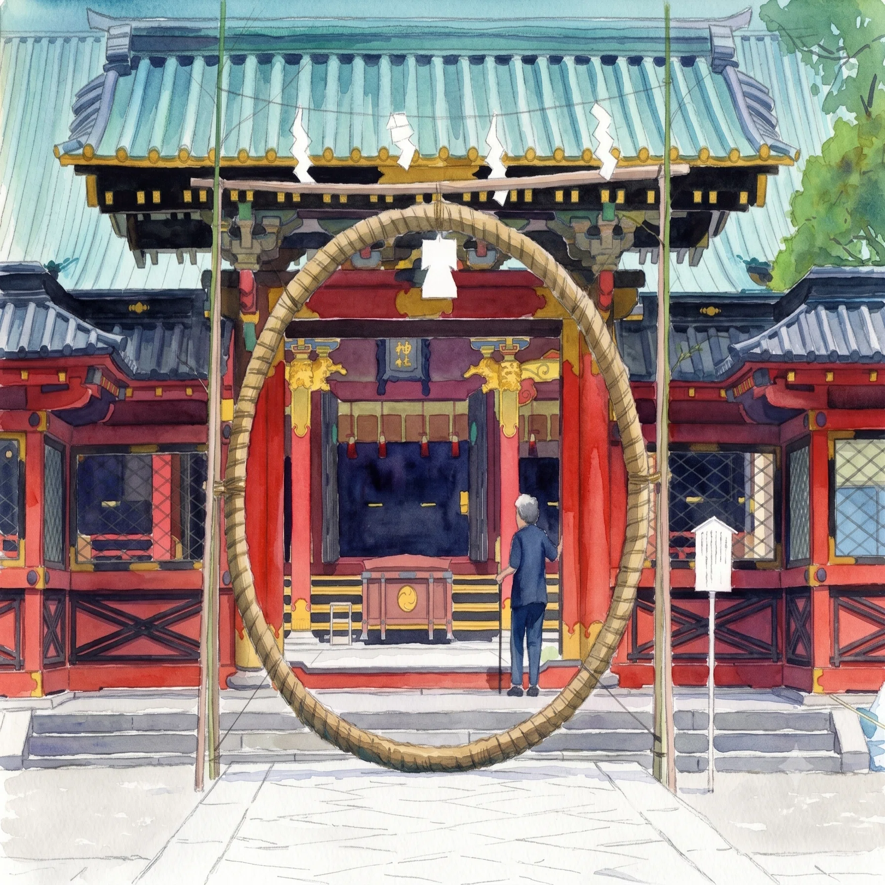 チュートリアル:012]根津神社 唐門:水彩画[WC-R2.2]｜Ryoichi Ishii