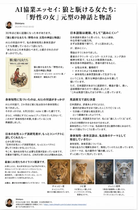 AI協業エッセイ：狼と駈ける女たち: 「野性の女」元型の神話と物語