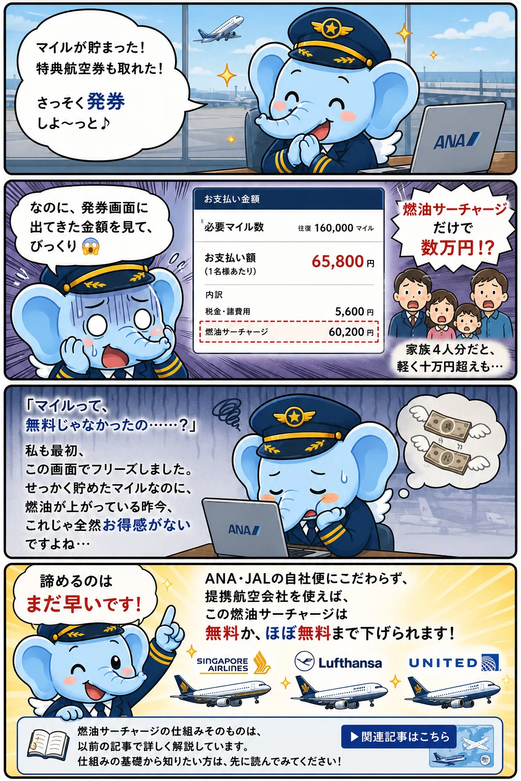 特典航空券のレシピ】燃油サーチャージ無料・格安の提携航空会社一覧