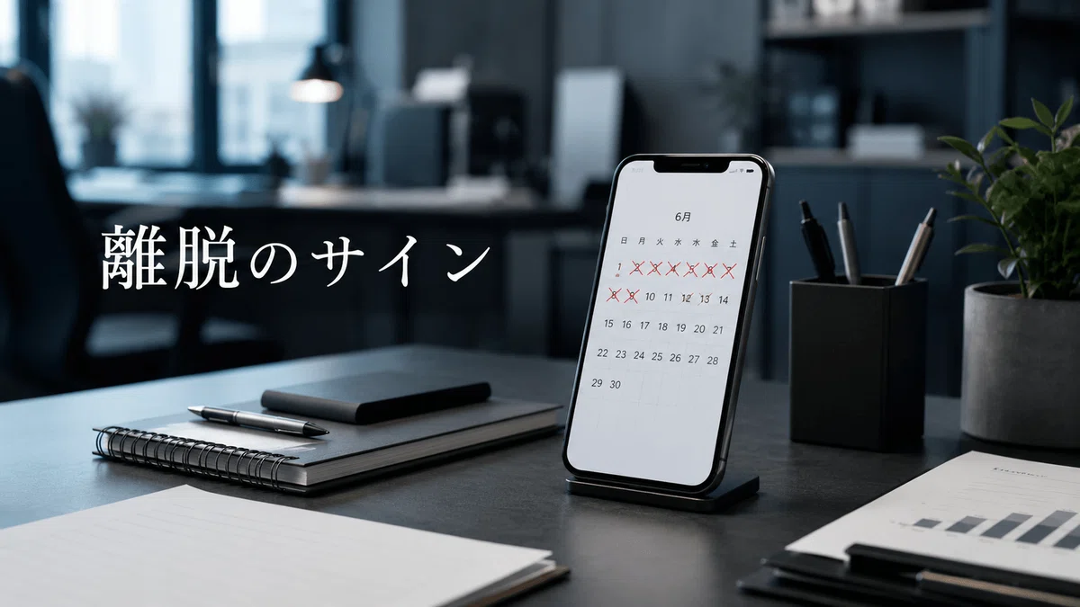 整理された机と休暇予定が入ったカレンダーが示す離職の兆候