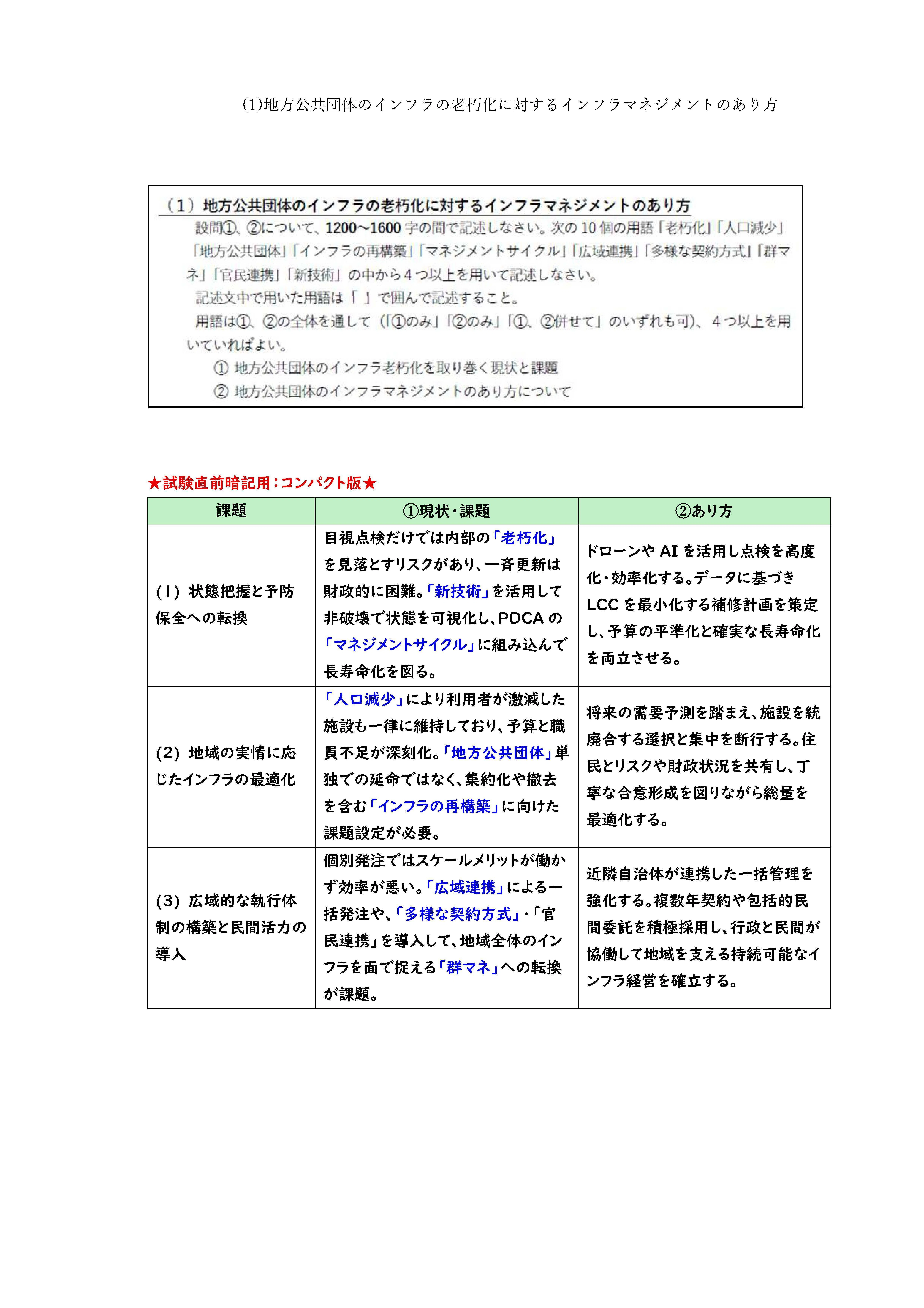 RCCM】2026年度 RCCM試験 問題Ⅲ(6題×2通り) 出題テーマ回答例｜RCCM
