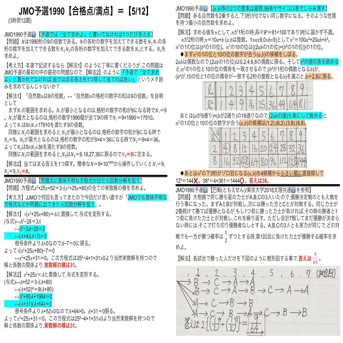 JMO予選】過去問解答解説コンプリート（日本数学オリンピック
