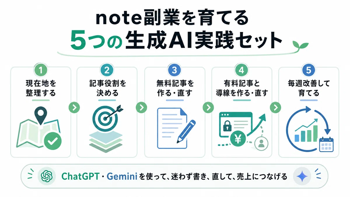 note副業を育てる5つの生成AI実践セット