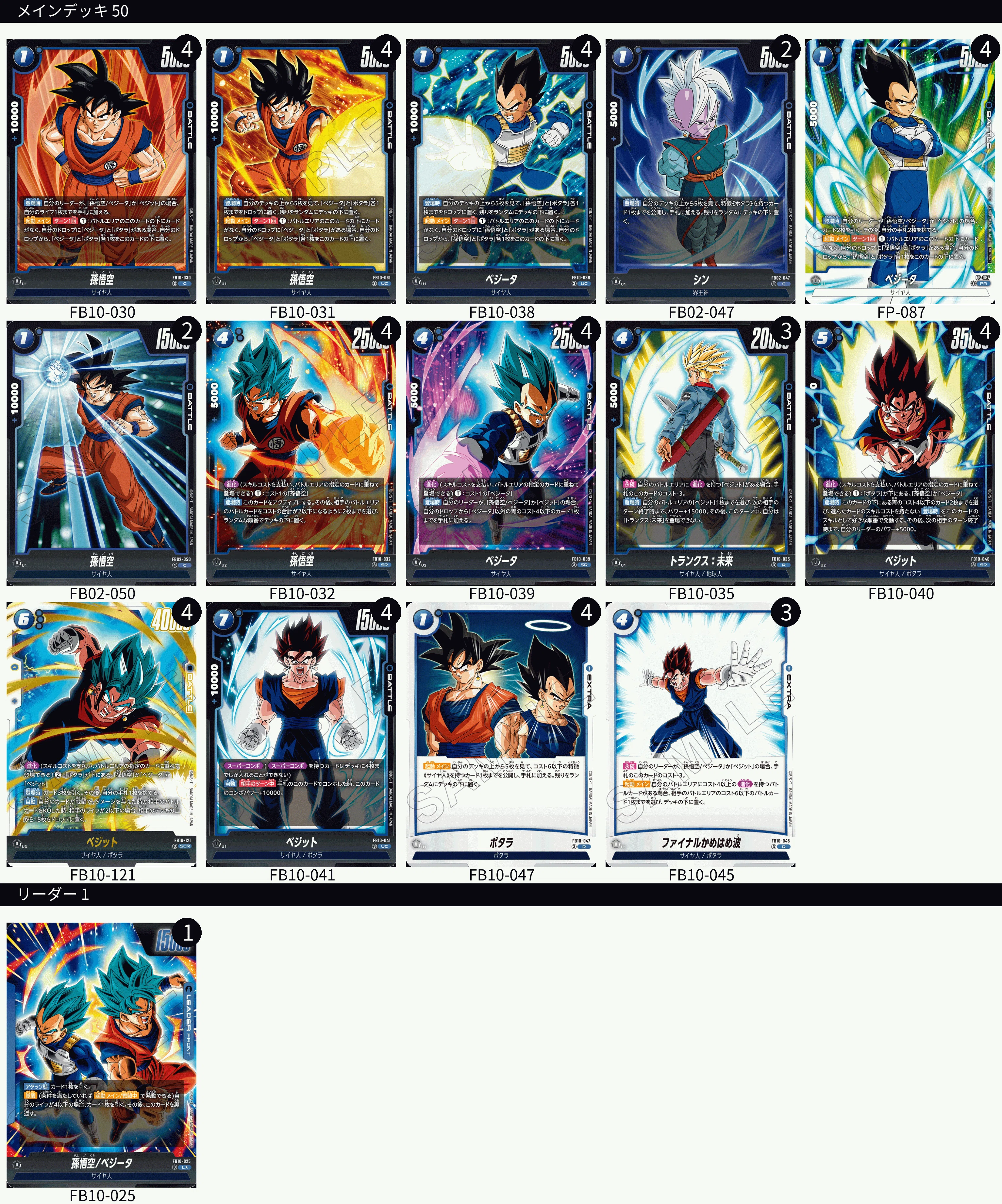 ベジットブルー デッキレシピ 研究中 FB10弾 クロスフォース環境
