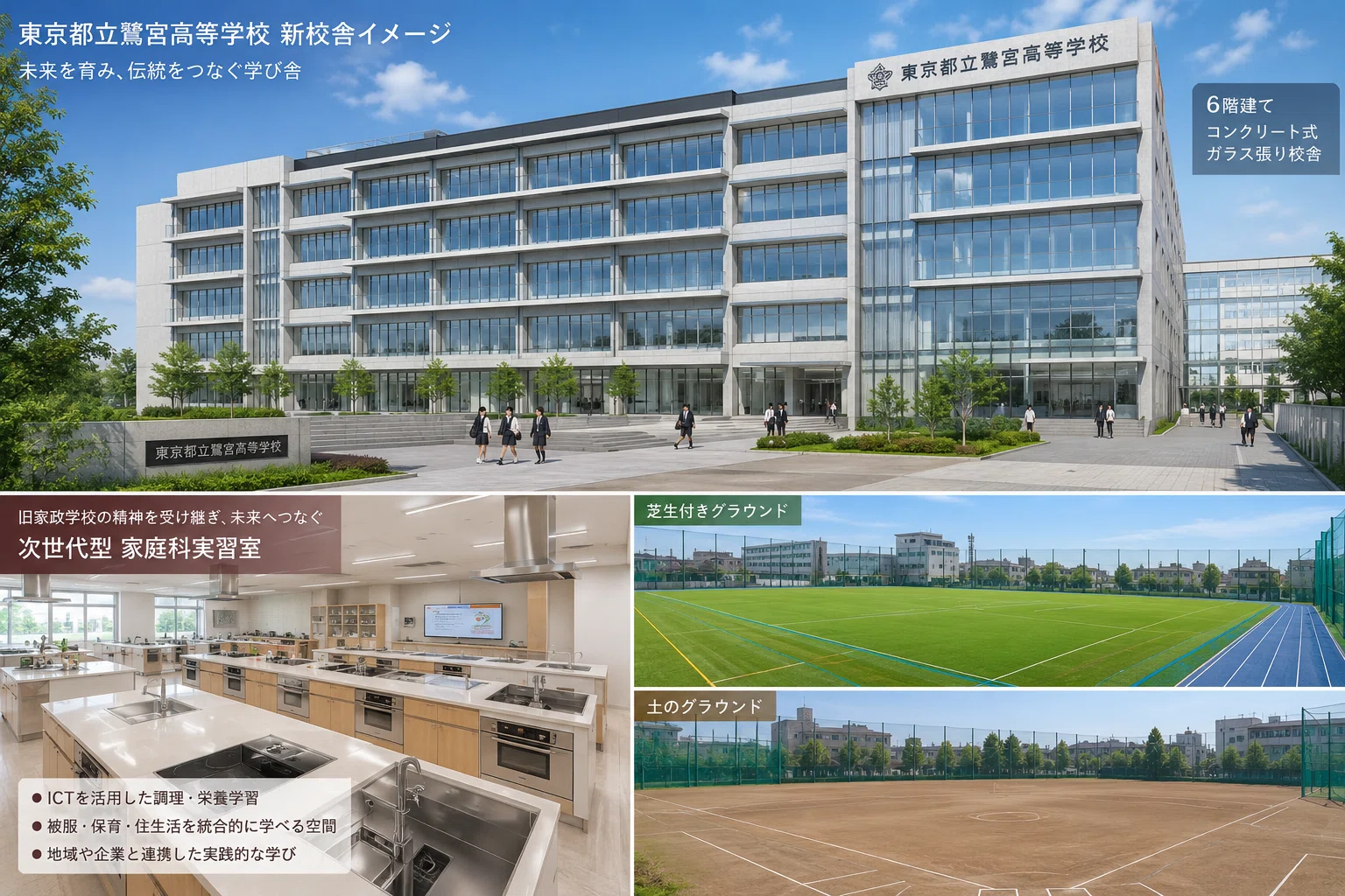 東京都立鷺宮高等学校の新校舎案イメージ画像｜洋一朗