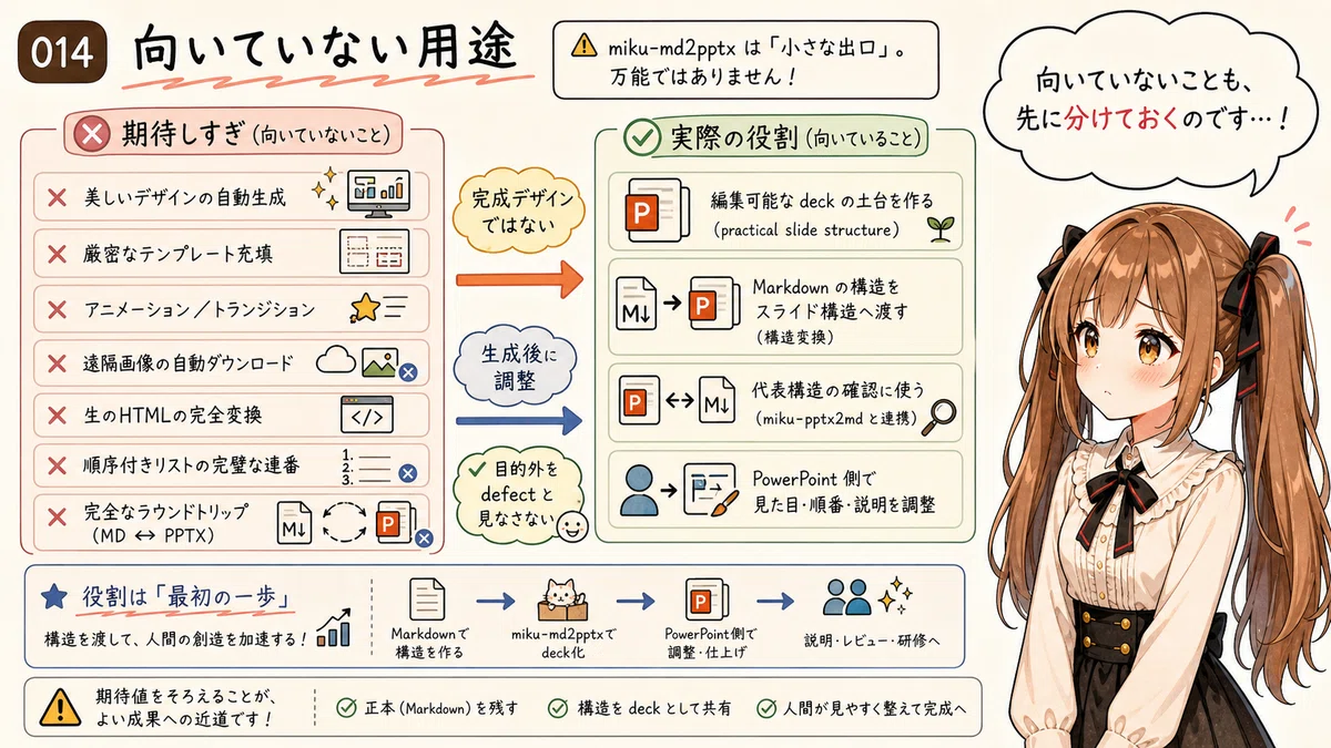 [miku-md2pptx] MarkdownをPowerPointへ変換する小さな道具 v0.2.2｜Toshiki Iga / 伊賀 敏樹