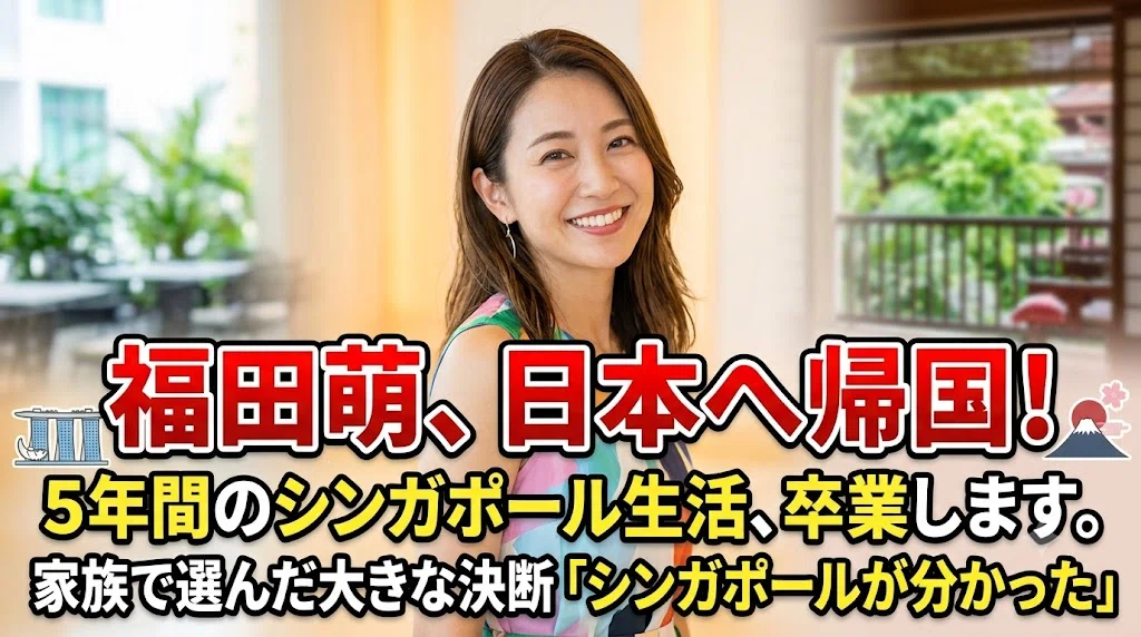 福田萌、5年間暮らしたシンガポールから日本へ帰国を告白。家族で選んだ大きな決断「シンガポールが分かった」|「外人コタツ記者」小倉Eye's