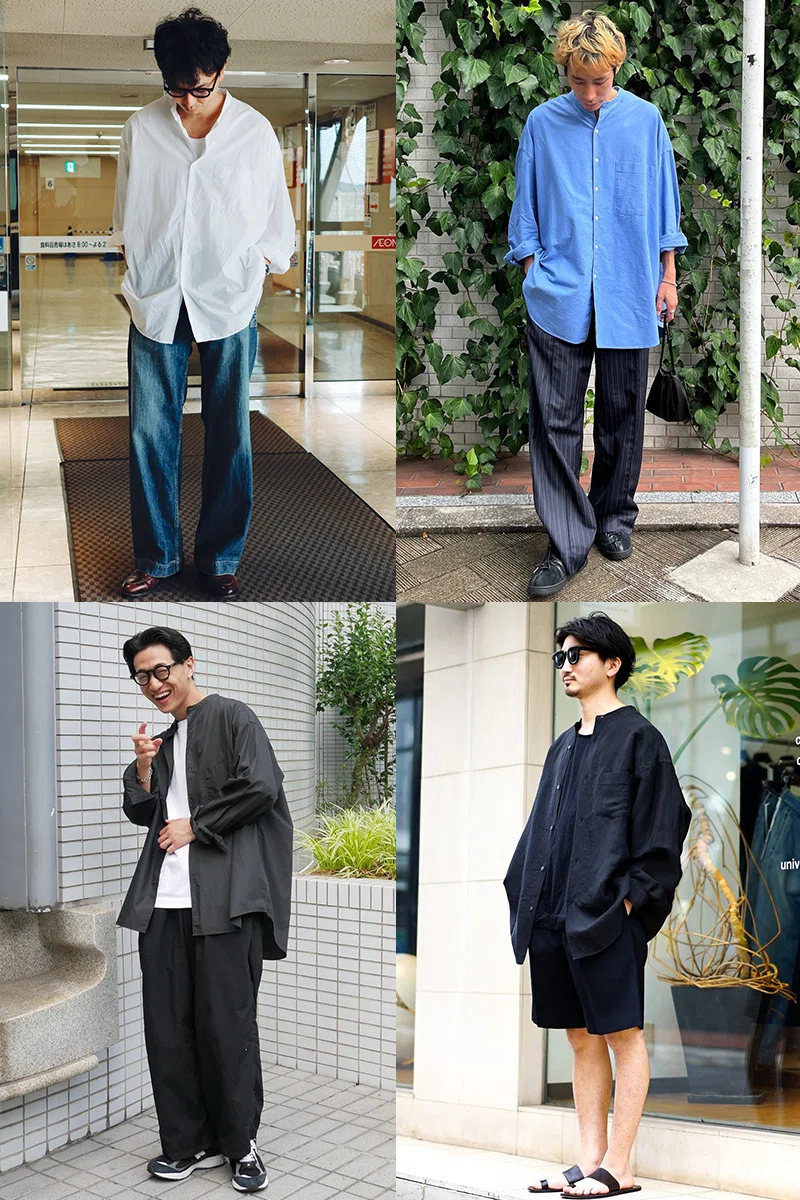 グラフペーパーの人気シャツ「オーバーサイズ バンドカラーシャツ