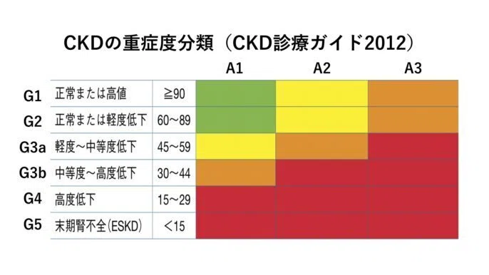 慢性腎臓病のステージ分類表