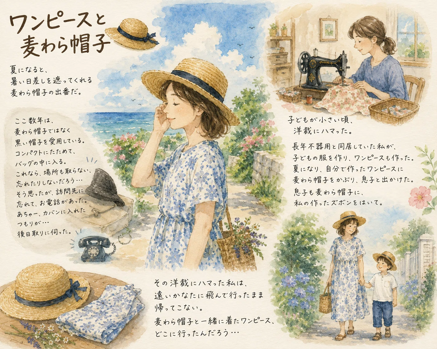 ワンピースと麦わら帽子｜片桐 みかん