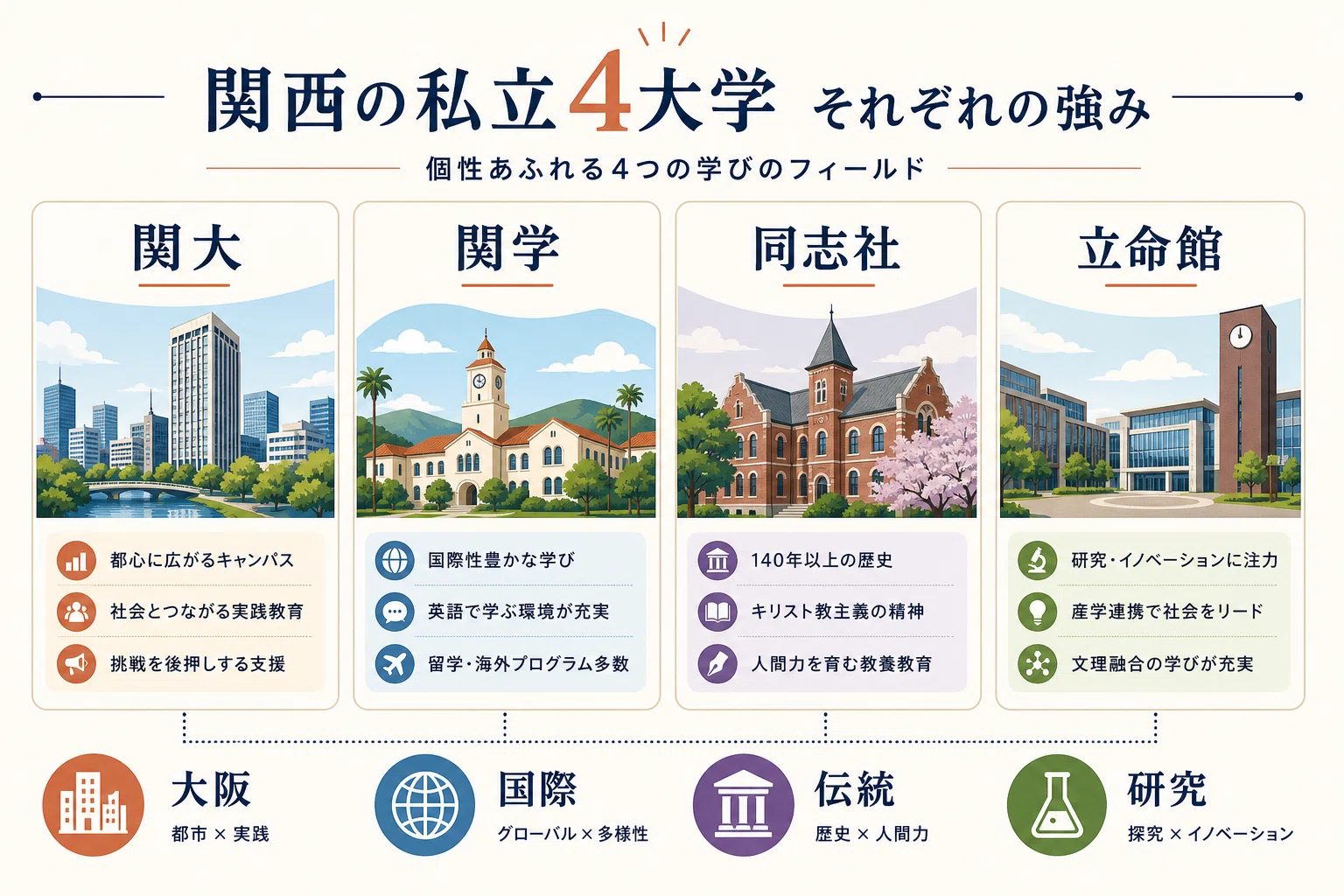 関関同立は「序列」だけで選ぶな。受験生と保護者が見るべき4つの軸