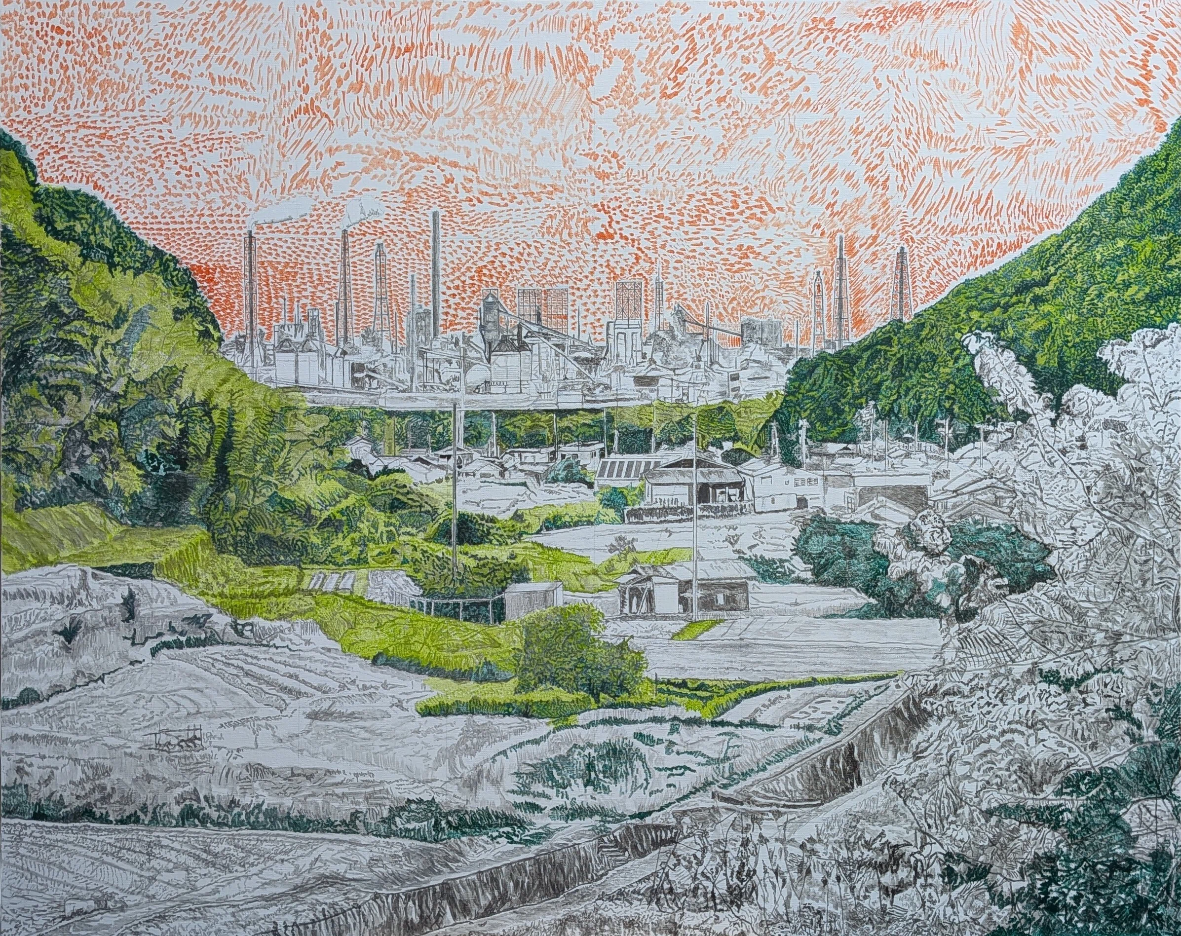 油彩画 忸怩たる思い Step46】「交錯」油彩画｜瑞島 魁祐（みずしま