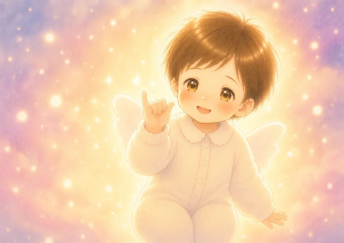 約束の小指を立てる赤ちゃん