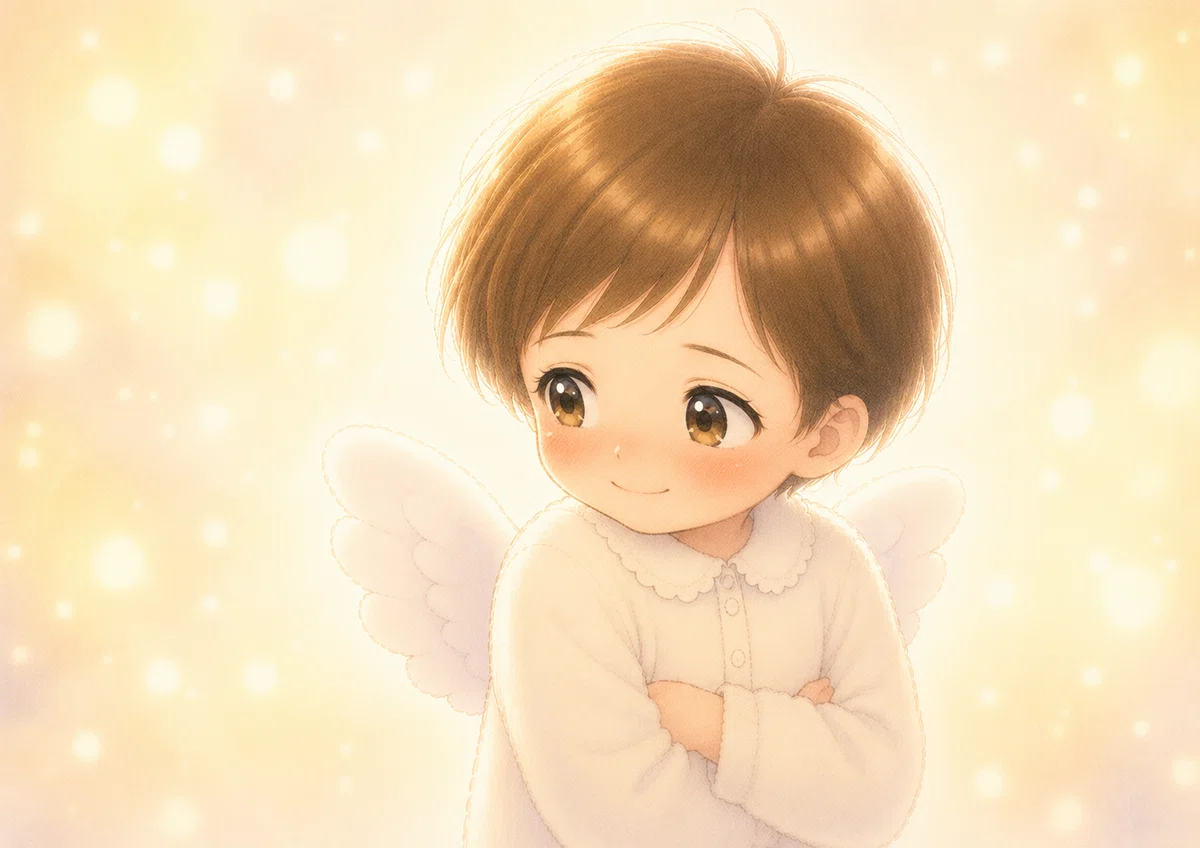 少し照れながら、そっぽを向く赤ちゃん