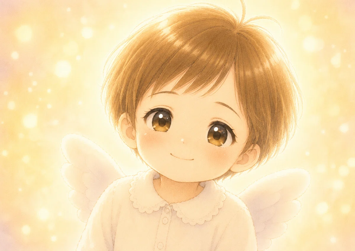 優しく微笑む赤ちゃん