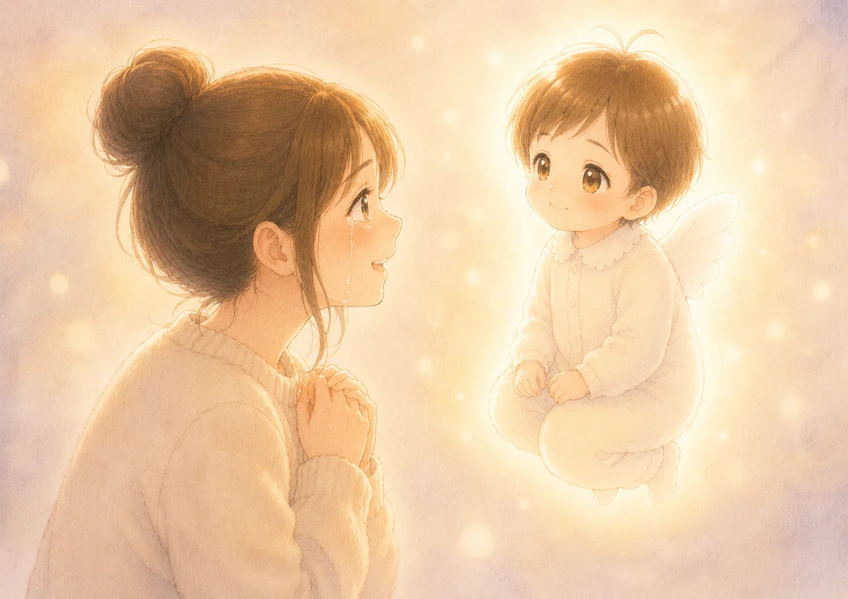 嬉しそうにママを見つめている赤ちゃん