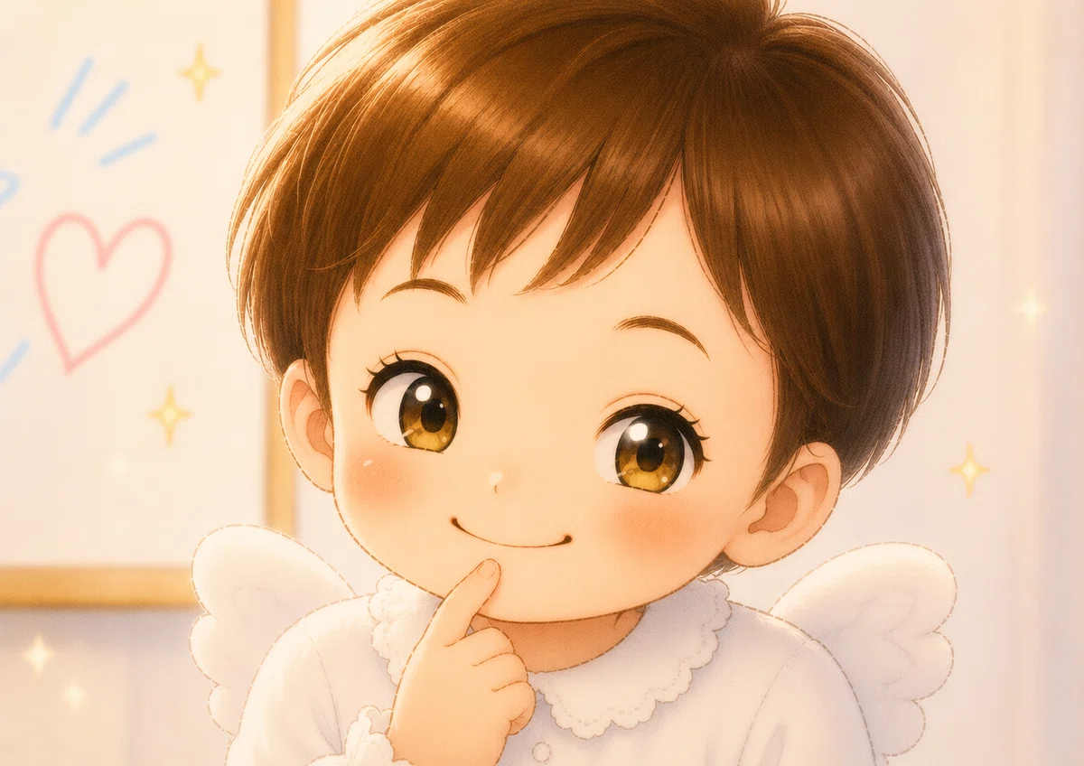 イタズラっぽく笑う赤ちゃん