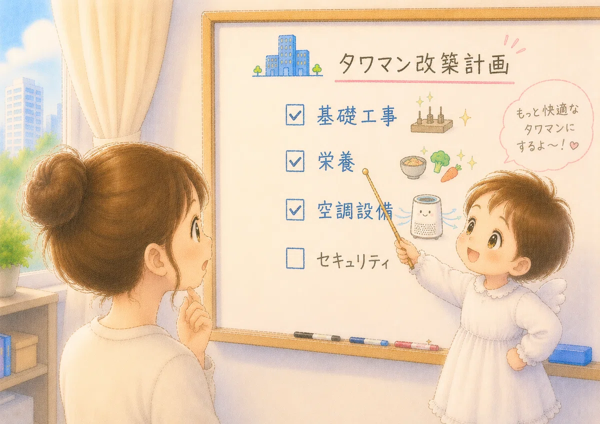 指し棒を持って得意げな赤ちゃん