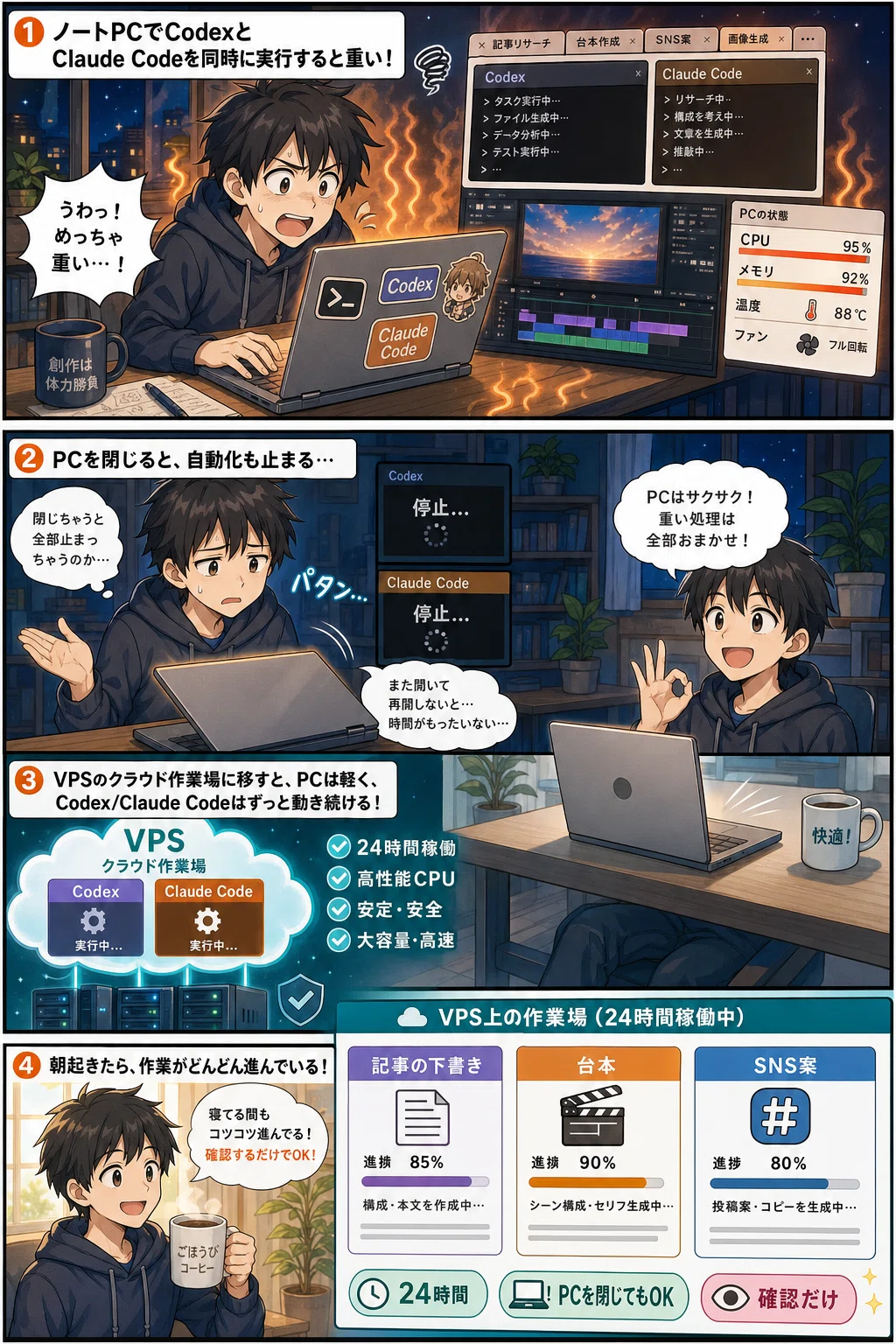 ノートPCでCodexやClaude Codeを実行するともったいない！｜VPSで最安