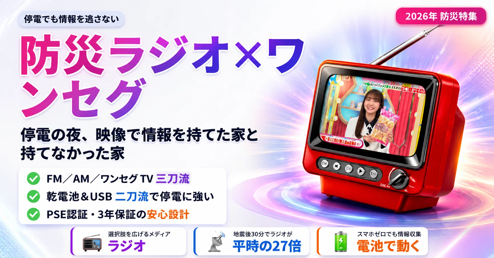 停電の夜、テレビがついていた家と消えていた家の差——ポータブル