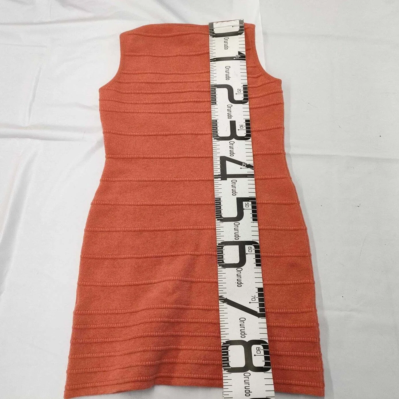 VERSACE Knit Dress Orange XS Sleeveless Made in Italy 