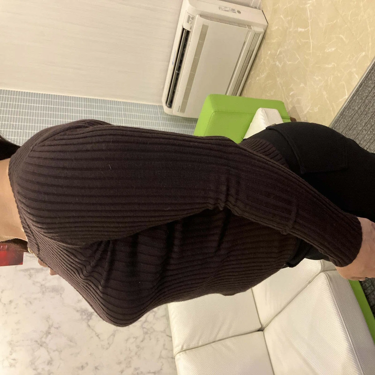 Michael Kors Half Zip Rib Knit Sweater Brown Women