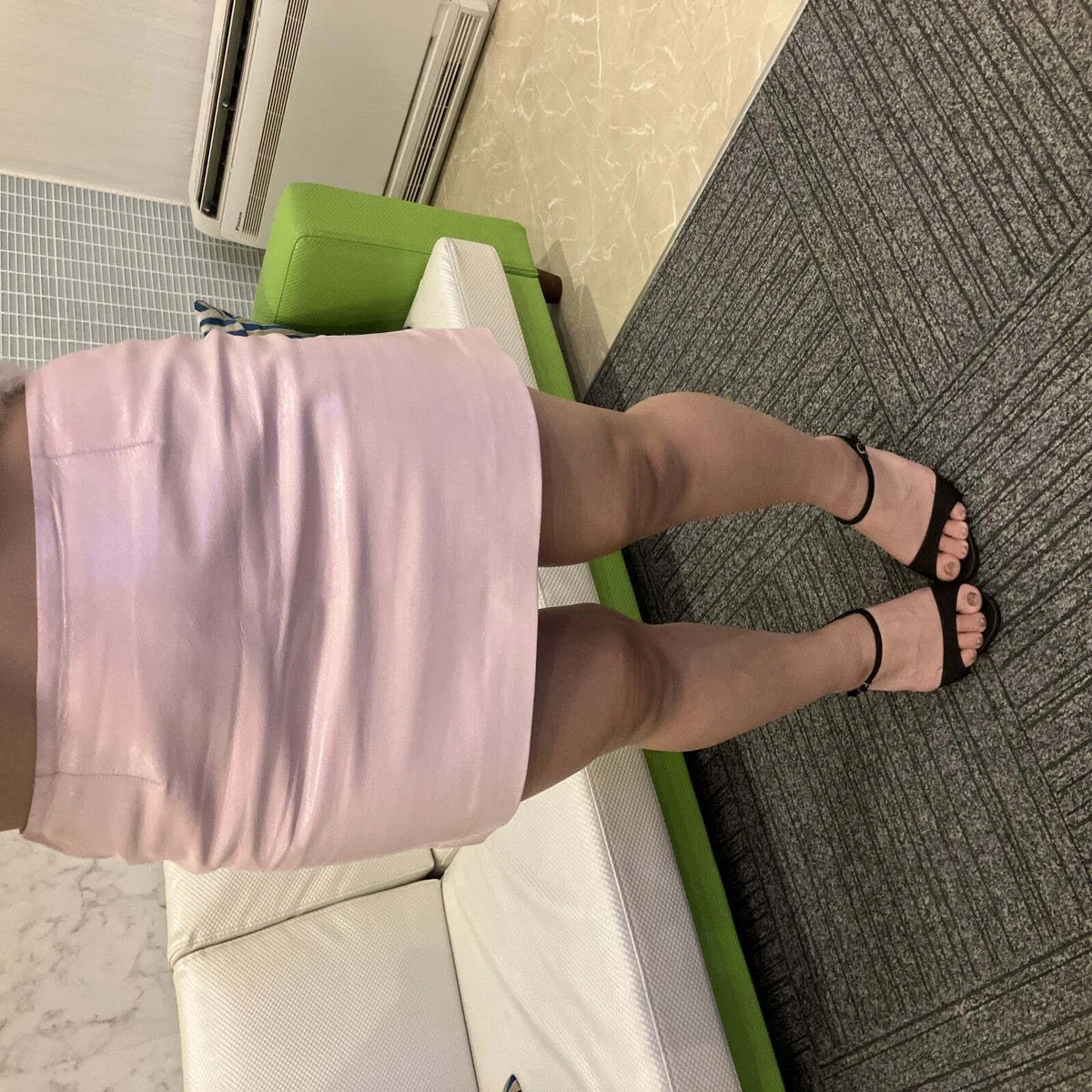 CELINE Y2K Pink Mini Skirt Size 36 Lamb Leather Trim Womens 